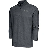 Men's Antigua  Heather Charcoal Emory Eagles Gambit Quarter-Zip Pullover Top