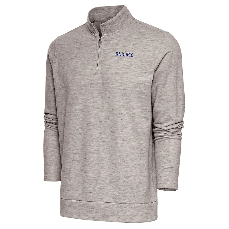 Men's Antigua  Oatmeal Emory Eagles Gambit Quarter-Zip Pullover Top
