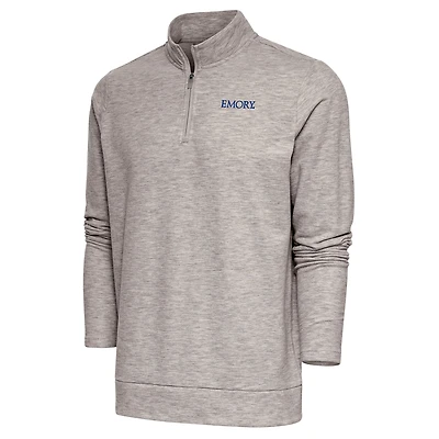 Men's Antigua  Oatmeal Emory Eagles Gambit Quarter-Zip Pullover Top