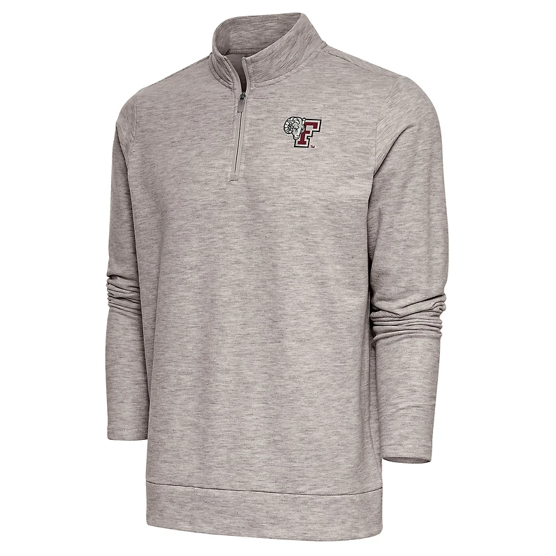 Men's Antigua Oatmeal Fordham Rams Gambit Quarter-Zip Pullover Top