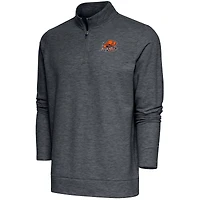 Men's Antigua  Heather Charcoal Bucknell Bison Gambit Quarter-Zip Pullover Top