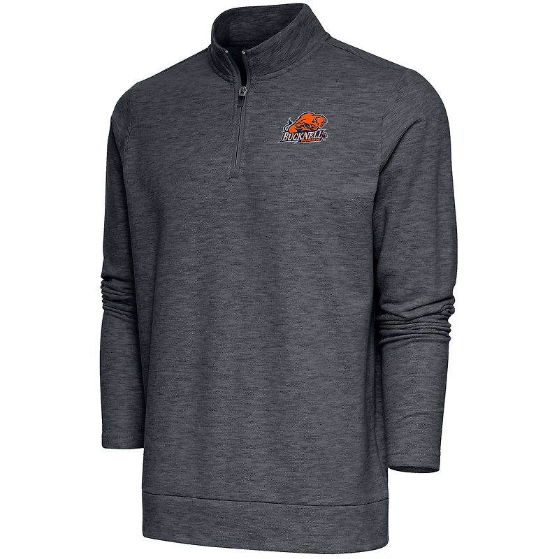 Men's Antigua  Heather Charcoal Bucknell Bison Gambit Quarter-Zip Pullover Top