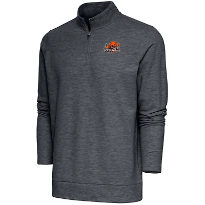 Men's Antigua  Heather Charcoal Bucknell Bison Gambit Quarter-Zip Pullover Top