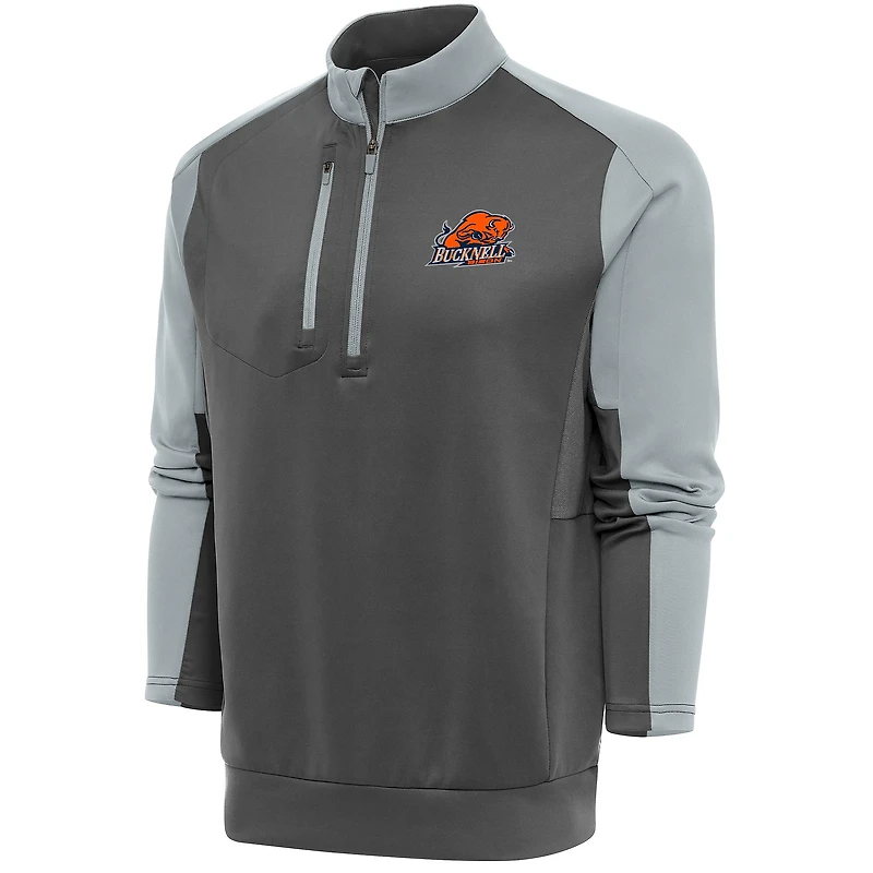 Men's Antigua  Pewter/Silver Bucknell Bison Team Quarter-Zip Pullover Top