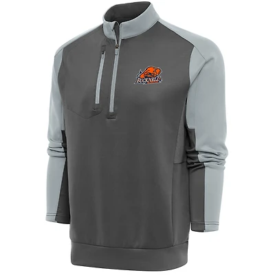 Men's Antigua  Pewter/Silver Bucknell Bison Team Quarter-Zip Pullover Top