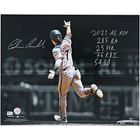 Corbin Carroll Arizona Diamondbacks Autographed 16" x 20" Pointing Spotlight Photograph with 2023 NL ROY Stats Inscriptions - Limited Edition of 23