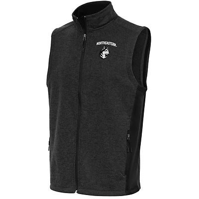 Men's Antigua  Heather Black Northeastern Huskies Course Full-Zip Vest
