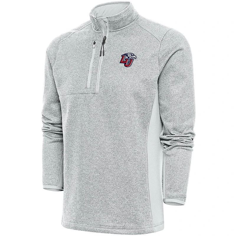 Men's Antigua  Gray Liberty Flames Course Quarter-Zip Top
