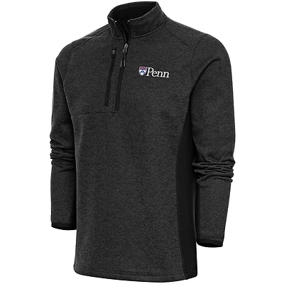Men's Antigua  Heather Black Pennsylvania Quakers Course Quarter-Zip Top