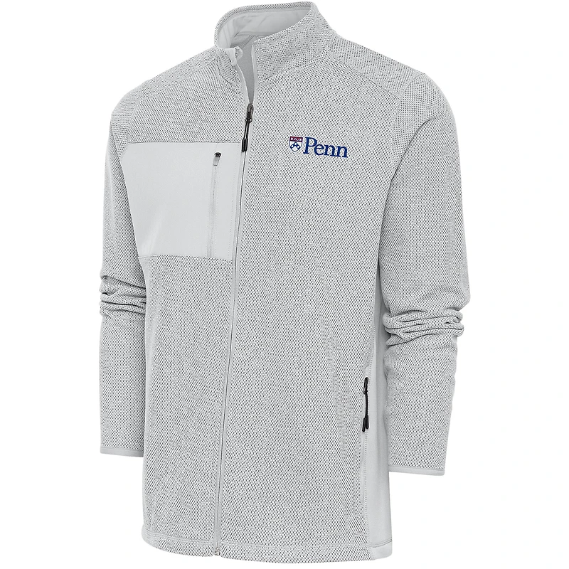 Men's Antigua  Gray Pennsylvania Quakers Course Full-Zip Jacket