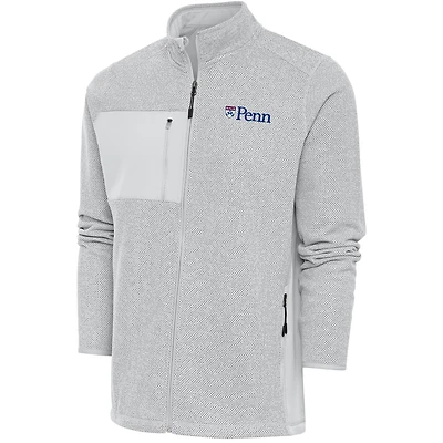 Men's Antigua  Gray Pennsylvania Quakers Course Full-Zip Jacket