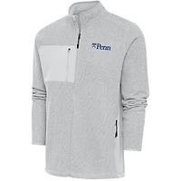 Men's Antigua  Gray Pennsylvania Quakers Course Full-Zip Jacket
