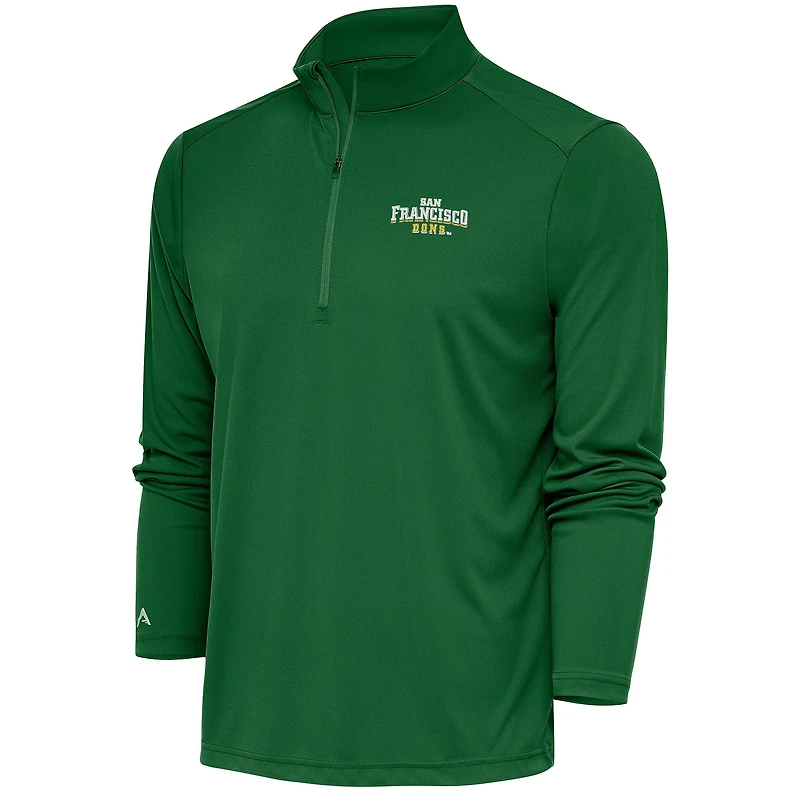 Men's Antigua Green San Francisco Dons Tribute Quarter-Zip Top