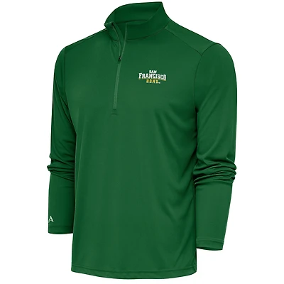 Men's Antigua Green San Francisco Dons Tribute Quarter-Zip Top