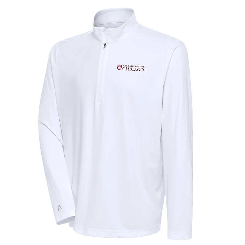 Men's Antigua  White UChicago Maroons Tribute Quarter-Zip Top