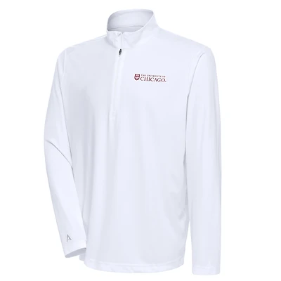 Men's Antigua  White UChicago Maroons Tribute Quarter-Zip Top