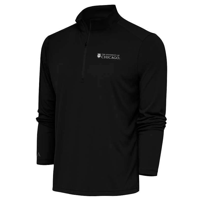 Men's Antigua Black UChicago Maroons Tribute Quarter-Zip Top