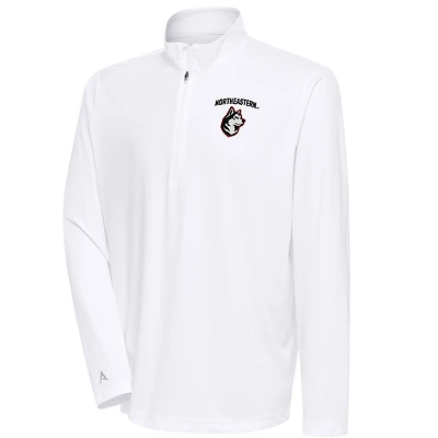 Men's Antigua  White Northeastern Huskies Tribute Quarter-Zip Top