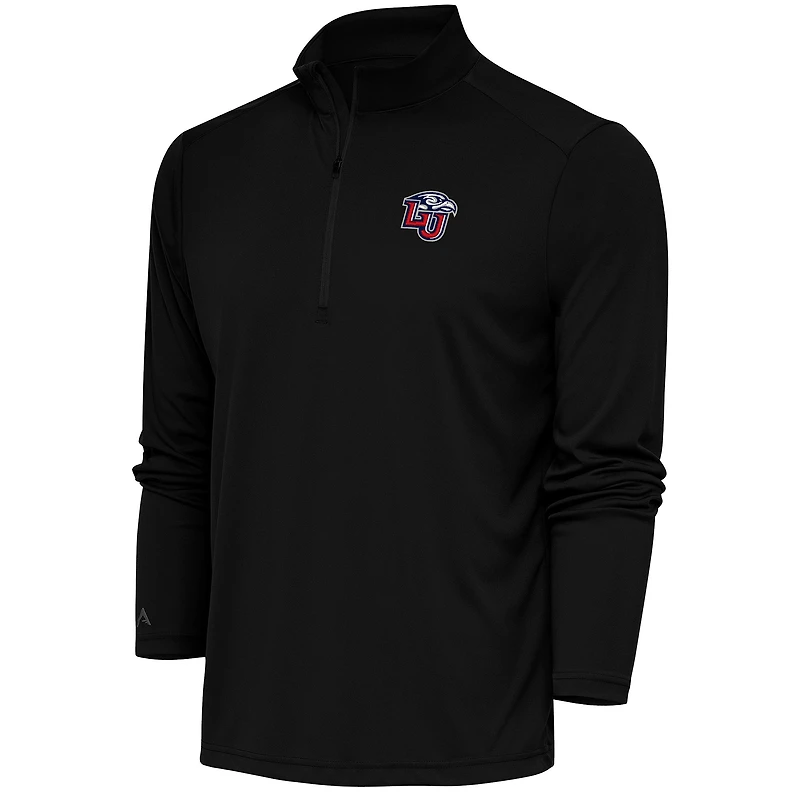 Men's Antigua Black Liberty Flames Tribute Quarter-Zip Top