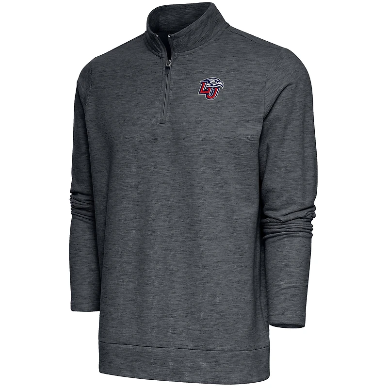 Men's Antigua  Heather Charcoal Liberty Flames Gambit Quarter-Zip Pullover Top