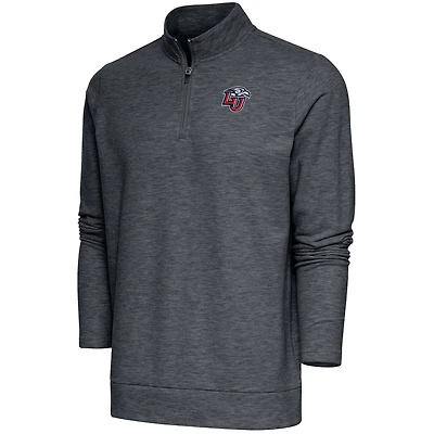 Men's Antigua  Heather Charcoal Liberty Flames Gambit Quarter-Zip Pullover Top