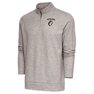 Men's Antigua  Oatmeal Northeastern Huskies Gambit Quarter-Zip Pullover Top