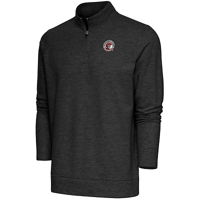 Men's Antigua  Heather Black Tampa Spartans Gambit Quarter-Zip Pullover Top