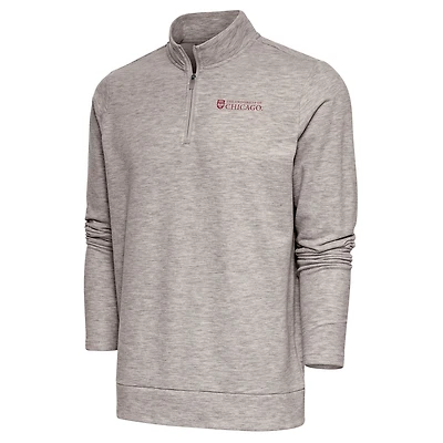 Men's Antigua  Oatmeal UChicago Maroons Gambit Quarter-Zip Pullover Top