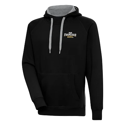 Men's Antigua Black San Francisco Dons Victory Pullover Hoodie