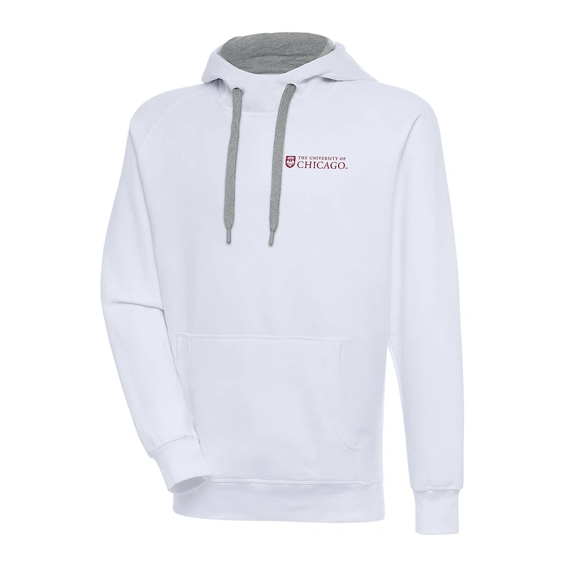 Men's Antigua  White UChicago Maroons Victory Pullover Hoodie