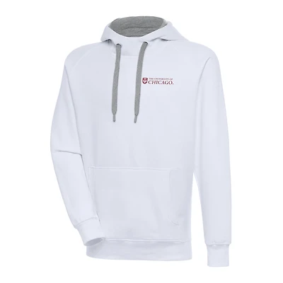 Men's Antigua  White UChicago Maroons Victory Pullover Hoodie