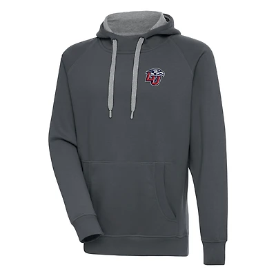 Men's Antigua Charcoal Liberty Flames Victory Pullover Hoodie