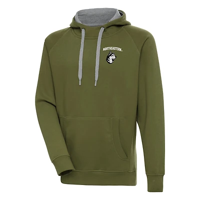 Men's Antigua Olive Northeastern Huskies Victory Pullover Hoodie