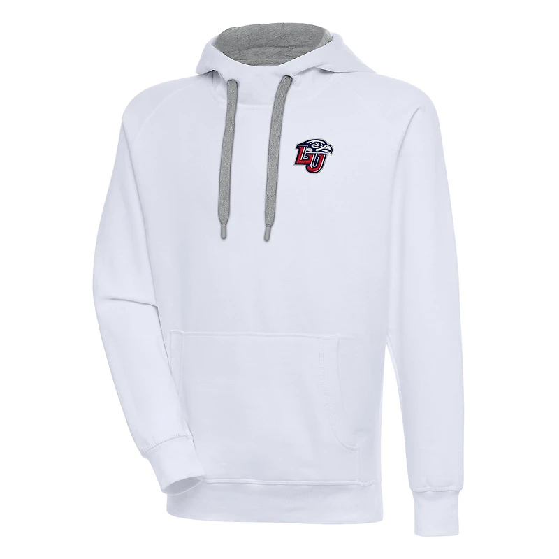 Men's Antigua White Liberty Flames Victory Pullover Hoodie