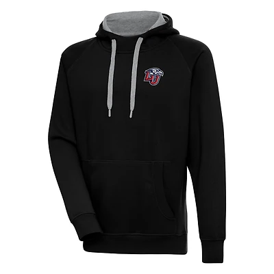 Men's Antigua Black Liberty Flames Victory Pullover Hoodie
