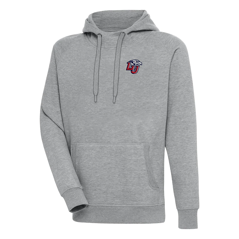 Men's Antigua Heather Gray Liberty Flames Victory Pullover Hoodie