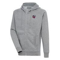 Men's Antigua  Heather Gray Liberty Flames Victory Full-Zip Hoodie