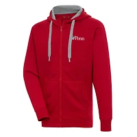 Men's Antigua  Red Pennsylvania Quakers Victory Full-Zip Hoodie