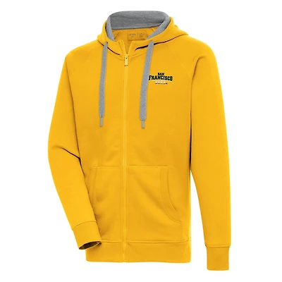 Men's Antigua Gold San Francisco Dons Victory Full-Zip Hoodie