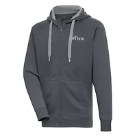 Men's Antigua  Charcoal Pennsylvania Quakers Victory Full-Zip Hoodie
