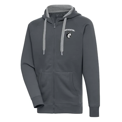 Men's Antigua  Charcoal Northeastern Huskies Victory Full-Zip Hoodie