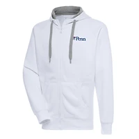 Men's Antigua  White Pennsylvania Quakers Victory Full-Zip Hoodie