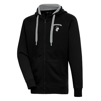 Men's Antigua Black Northeastern Huskies Victory Full-Zip Hoodie