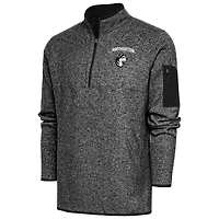 Men's Antigua  Heather Black Northeastern Huskies Fortune Quarter-Zip Pullover Jacket