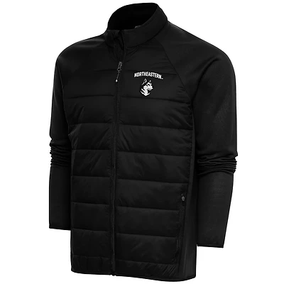 Men's Antigua  Black Northeastern Huskies Altitude Quilted Full-Zip Jacket