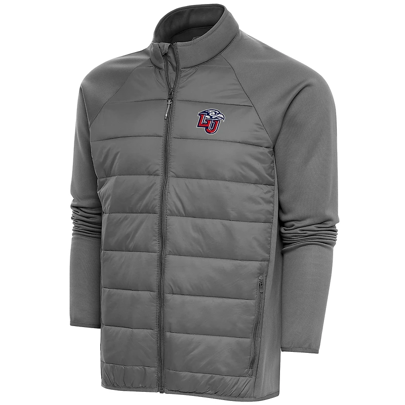 Men's Antigua Steel Liberty Flames Altitude Quilted Full-Zip Jacket