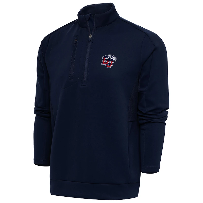 Men's Antigua Navy/ Liberty Flames Generation Quarter-Zip Pullover Top