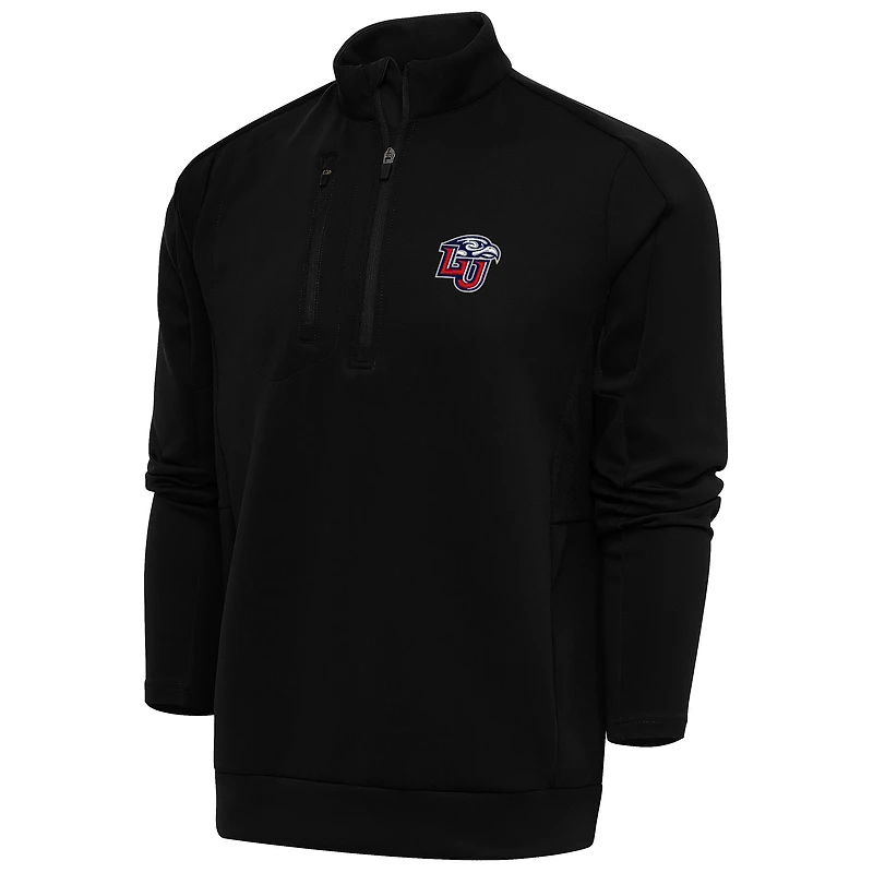 Men's Antigua Black Liberty Flames Generation Quarter-Zip Pullover Top