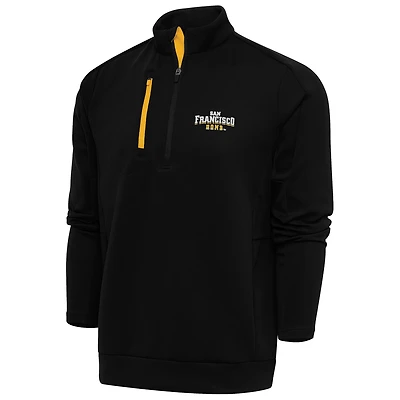 Men's Antigua Black/Gold San Francisco Dons Generation Quarter-Zip Pullover Top