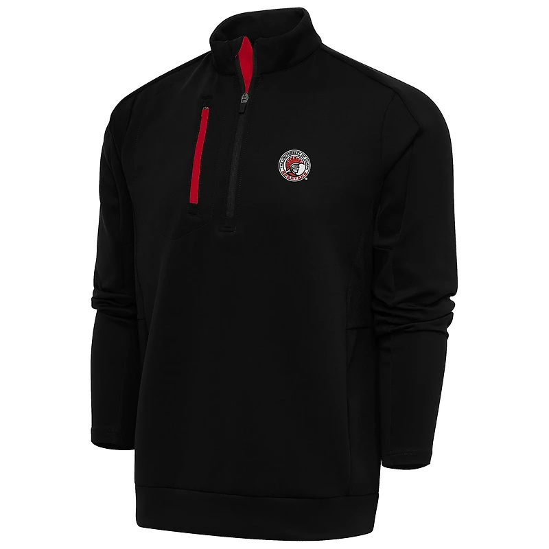 Men's Antigua  Black/Red Tampa Spartans Generation Quarter-Zip Pullover Top